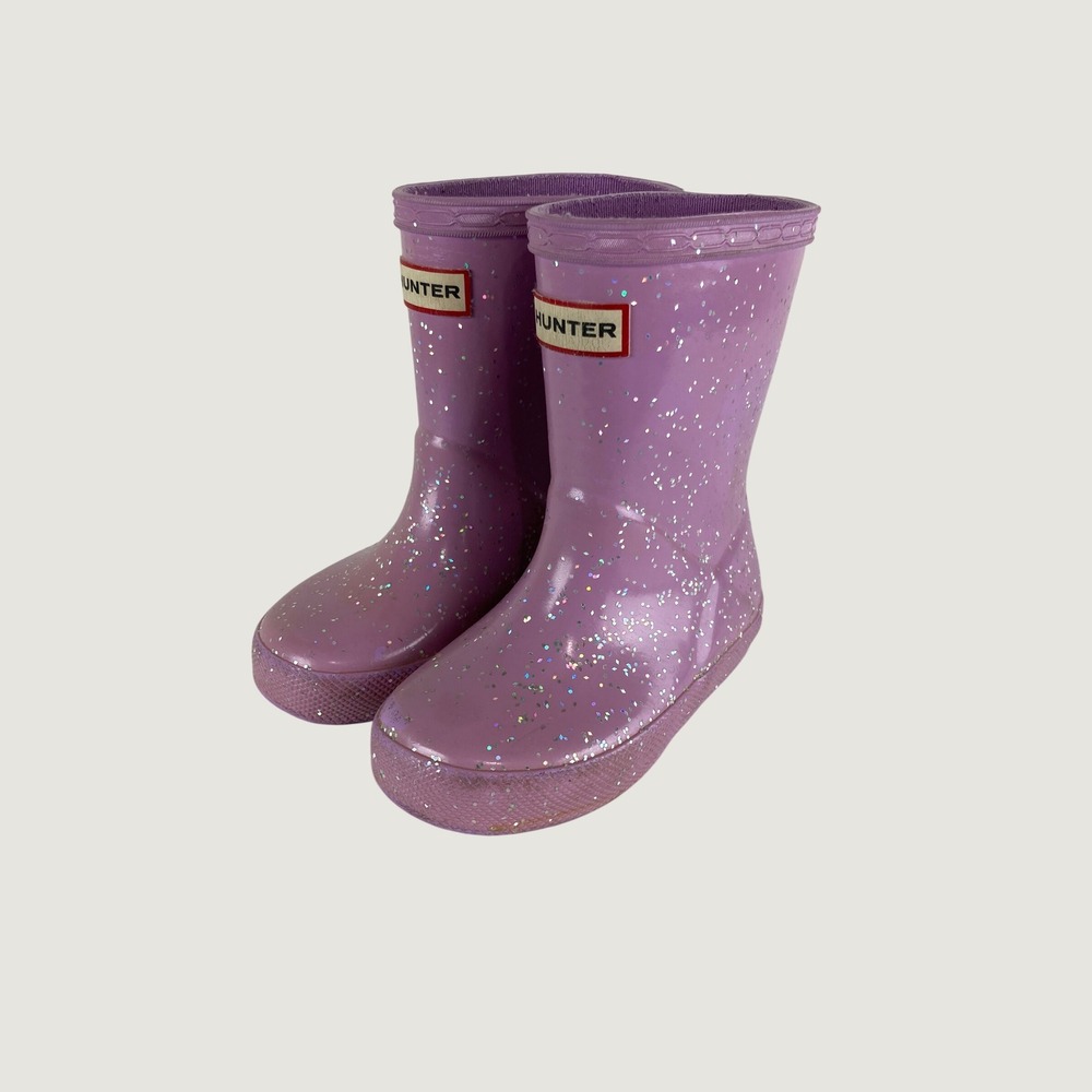 Hunter Rain Boots Toddler Girl 6 Purple Glitter First Classic Waterproof School